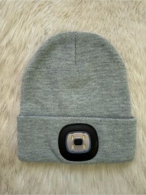 Gray LED Knit Beanie with Front Light